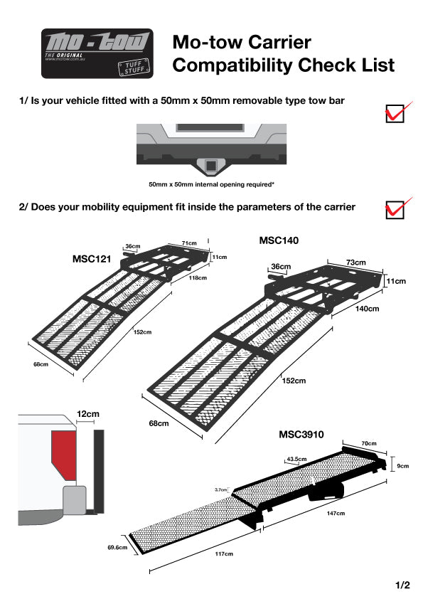 118Cm X 71Cm Mobility Scooter Wheelchair Carrier Atv Ramp Trailer