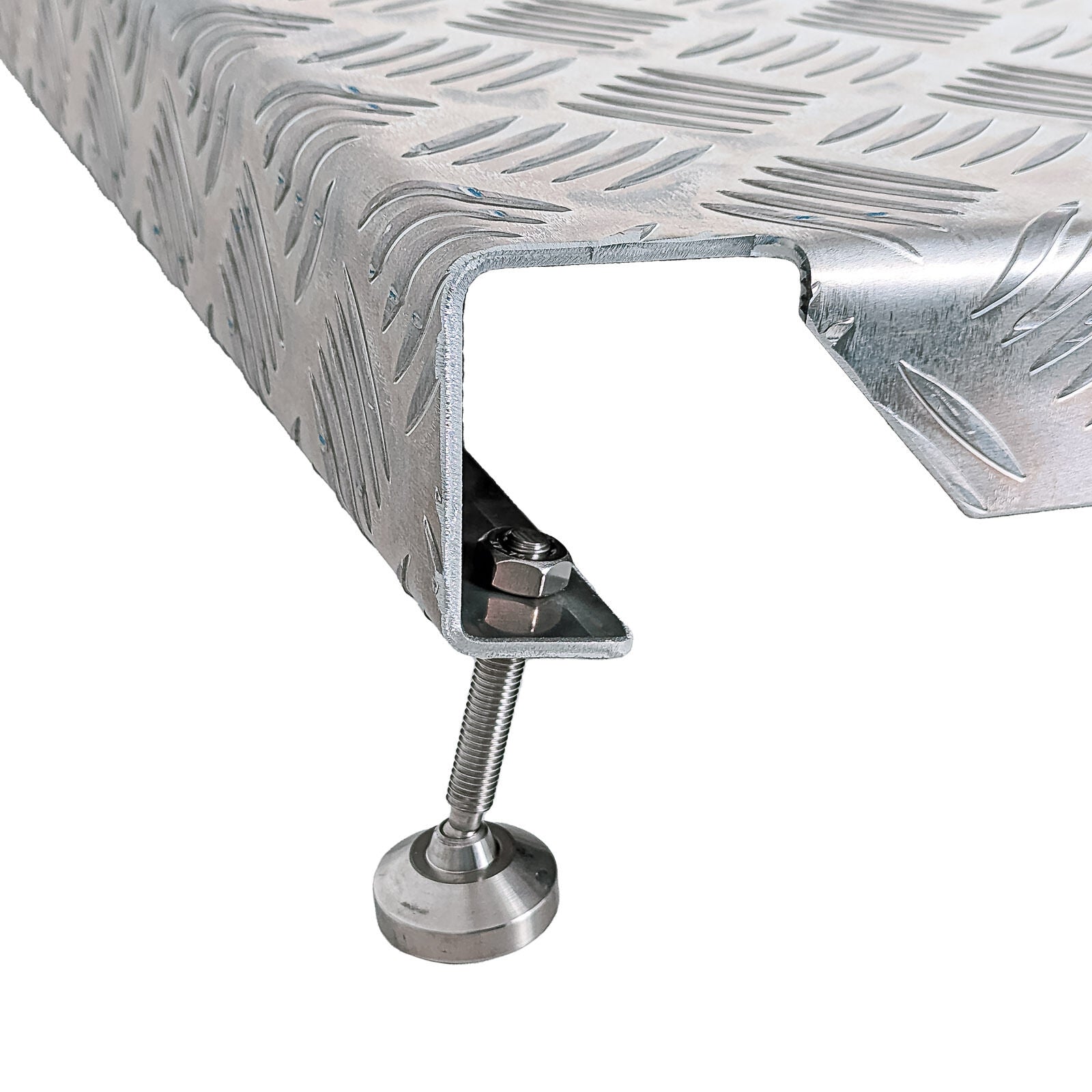 Ramptec Aluminium Adjustable Threshold Ramp 90Cm X 90Cm 272Kg Capacity - Checker Plate