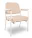 Champagne vinyl Royale Medical low-back utility chair with a white powder-coated steel frame and height-adjustable legs