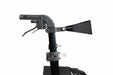 Close-up side view of a Hero Medical Outdoor Lite Walker's adjustable handle with ergonomic handbrake and backrest attachment