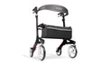 Hero Medical Outdoor Carbon Fibre Lite Walker with a black lightweight frame, large 9.5-inch front castors, and a removable zippered storage bag