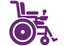 Purple wheelchair icon on a white background