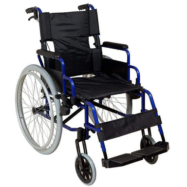 Lightweight Self-Propelled Wheelchair Blue Frame SMW110 by SAFETY & MOB