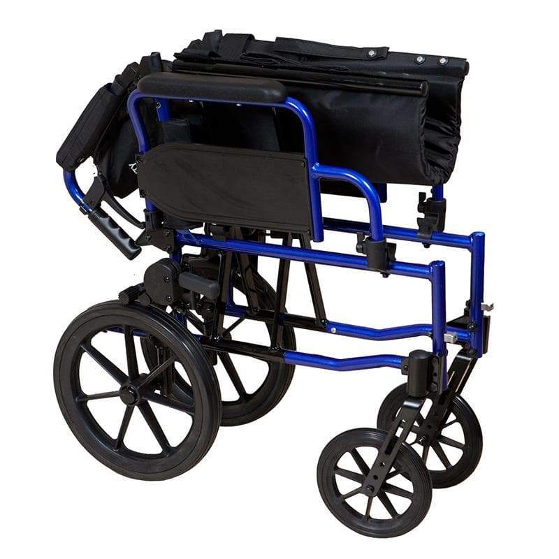Lightweight Transit Wheelchair Blue Frame SMW130 by SAFETY & MOB